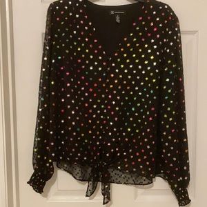 Fun party blouse with Iridescence dots.